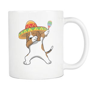 RobustCreative-Dabbing Beagle Dog in Sombrero - Cinco De Mayo Mexican Fiesta - Dab Dance Mexico Party - 11oz White Funny Coffee Mug Women Men Friends Gift ~ Both Sides Printed