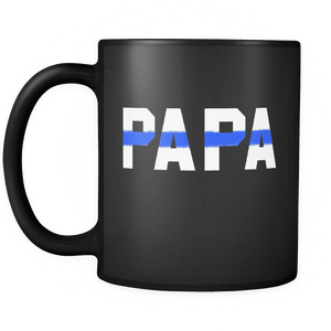RobustCreative-Police Officer Papa patriotic Trooper Cop Thin Blue Line  Law Enforcement Officer 11oz Black Coffee Mug ~ Both Sides Printed