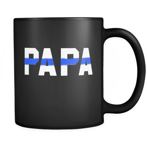 RobustCreative-Police Officer Papa patriotic Trooper Cop Thin Blue Line  Law Enforcement Officer 11oz Black Coffee Mug ~ Both Sides Printed