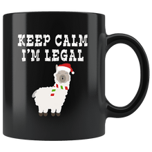Load image into Gallery viewer, RobustCreative-Llama Santas Hat Keep Calm Im Legal Alpaca Peru Cute - 11oz Black Mug Christmas gift idea Gift Idea

