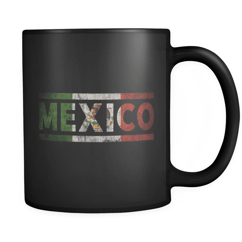 RobustCreative-Retro Vintage Flag Mexican Mexico 11oz Black Coffee Mug ~ Both Sides Printed
