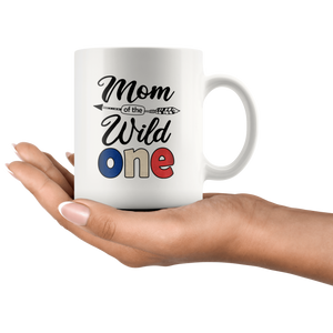 RobustCreative-French Mom of the Wild One Birthday France Flag White 11oz Mug Gift Idea