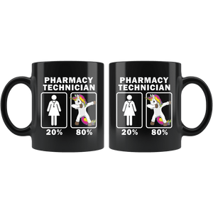 RobustCreative-Pharmacy Technician Dabbing Unicorn 80 20 Principle Superhero Girl Womens - 11oz Black Mug Medical Personnel Gift Idea