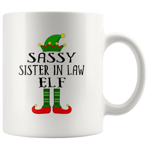 RobustCreative-Im The Sassy Sister In Law Elf Family Matching Outfits PJ - 11oz White Mug Christmas group green pjs costume Gift Idea