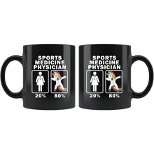 Load image into Gallery viewer, RobustCreative-Sports Medicine Physician Dabbing Unicorn 80 20 Principle Superhero Girl Womens - 11oz Black Mug Medical Personnel Gift Idea
