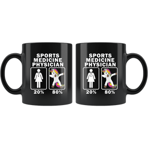 RobustCreative-Sports Medicine Physician Dabbing Unicorn 80 20 Principle Superhero Girl Womens - 11oz Black Mug Medical Personnel Gift Idea