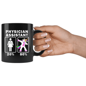 RobustCreative-Physician Assistant Dabbing Unicorn 20 80 Principle Superhero Girl Womens - 11oz Black Mug Medical Personnel Gift Idea