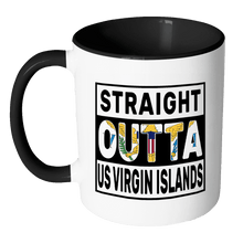 Load image into Gallery viewer, RobustCreative-Straight Outta US Virgin Islands - Virgin Islander Flag 11oz Funny Black &amp; White Coffee Mug - Independence Day Family Heritage - Women Men Friends Gift - Both Sides Printed (Distressed)
