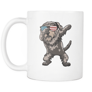 RobustCreative-Dabbing Irish Wolfhound Dog America Flag - Patriotic Merica Murica Pride - 4th of July USA Independence Day - 11oz White Funny Coffee Mug Women Men Friends Gift ~ Both Sides Printed