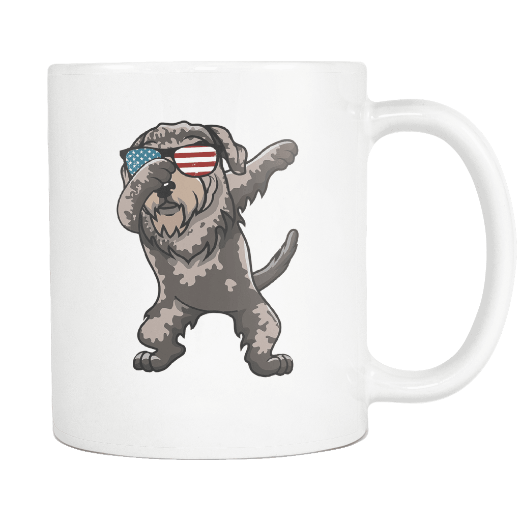 RobustCreative-Dabbing Irish Wolfhound Dog America Flag - Patriotic Merica Murica Pride - 4th of July USA Independence Day - 11oz White Funny Coffee Mug Women Men Friends Gift ~ Both Sides Printed
