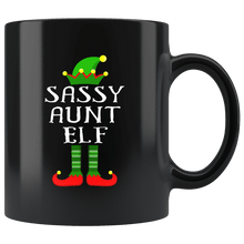 Load image into Gallery viewer, RobustCreative-Im The Sassy Aunt Elf Family Matching Outfits PJ - 11oz Black Mug Christmas group green pjs costume Gift Idea
