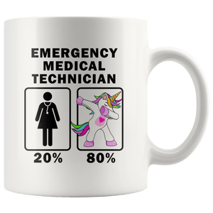 RobustCreative-Emergency Medical Technician Dabbing Unicorn 20 80 Principle Superhero Girl Womens - 11oz White Mug Medical Personnel Gift Idea