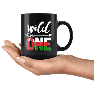 RobustCreative-Oman Wild One Birthday Outfit 1 Omani Flag Black 11oz Mug Gift Idea