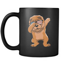 Load image into Gallery viewer, RobustCreative-Dabbing Chow Chow Dog America Flag - Patriotic Merica Murica Pride - 4th of July USA Independence Day - 11oz Black Funny Coffee Mug Women Men Friends Gift ~ Both Sides Printed
