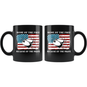RobustCreative-Identification Tag American Flag Home of the Free Veteran - Military Family 11oz Black Mug Deployed Duty Forces support troops CONUS Gift Idea - Both Sides Printed