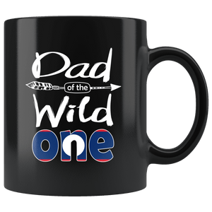 RobustCreative-Lao Dad of the Wild One Birthday Laos Flag Black 11oz Mug Gift Idea