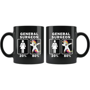 RobustCreative-General Surgeon Dabbing Unicorn 80 20 Principle Superhero Girl Womens - 11oz Black Mug Medical Personnel Gift Idea