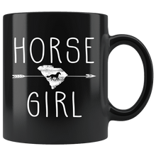 Load image into Gallery viewer, RobustCreative-South Carolina Horse Girl Gifts Carolinian Shape Country for women - 11oz Black Mug Riding Lover Gift Idea
