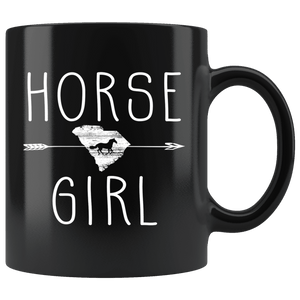 RobustCreative-South Carolina Horse Girl Gifts Carolinian Shape Country for women - 11oz Black Mug Riding Lover Gift Idea