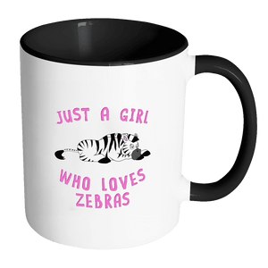 RobustCreative-Just a Girl Who Loves Zebra the Wild One Animal Spirit 11oz Black & White Coffee Mug ~ Both Sides Printed