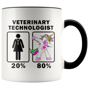 RobustCreative-Veterinary Technologist Dabbing Unicorn 20 80 Principle Superhero Girl Womens - 11oz Accent Mug Medical Personnel Gift Idea