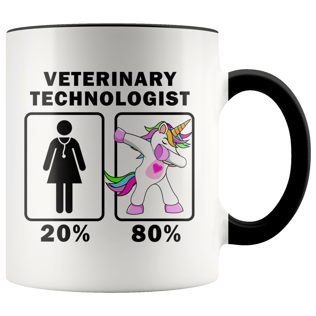 RobustCreative-Veterinary Technologist Dabbing Unicorn 20 80 Principle Superhero Girl Womens - 11oz Accent Mug Medical Personnel Gift Idea