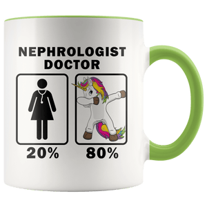 RobustCreative-Nephrologist Doctor Dabbing Unicorn 80 20 Principle Superhero Girl Womens - 11oz Accent Mug Medical Personnel Gift Idea