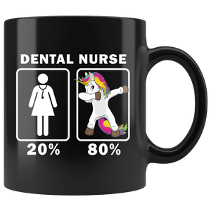 RobustCreative-Dental Nurse Dabbing Unicorn 80 20 Principle Superhero Girl Womens - 11oz Black Mug Medical Personnel Gift Idea
