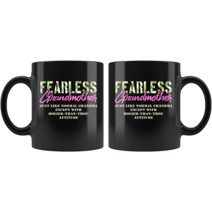 RobustCreative-Just Like Normal Fearless Grandmother Camo Uniform - Military Family 11oz Black Mug Active Component on Duty support troops Gift Idea - Both Sides Printed