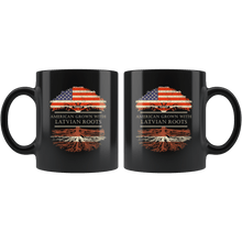 Load image into Gallery viewer, RobustCreative-Latvian Roots American Grown Fathers Day Gift - Latvian Pride 11oz Funny Black Coffee Mug - Real Latvia Hero Flag Papa National Heritage - Friends Gift - Both Sides Printed
