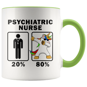 RobustCreative-Psychiatric Nurse Dabbing Unicorn 80 20 Principle Graduation Gift Mens - 11oz Accent Mug Medical Personnel Gift Idea