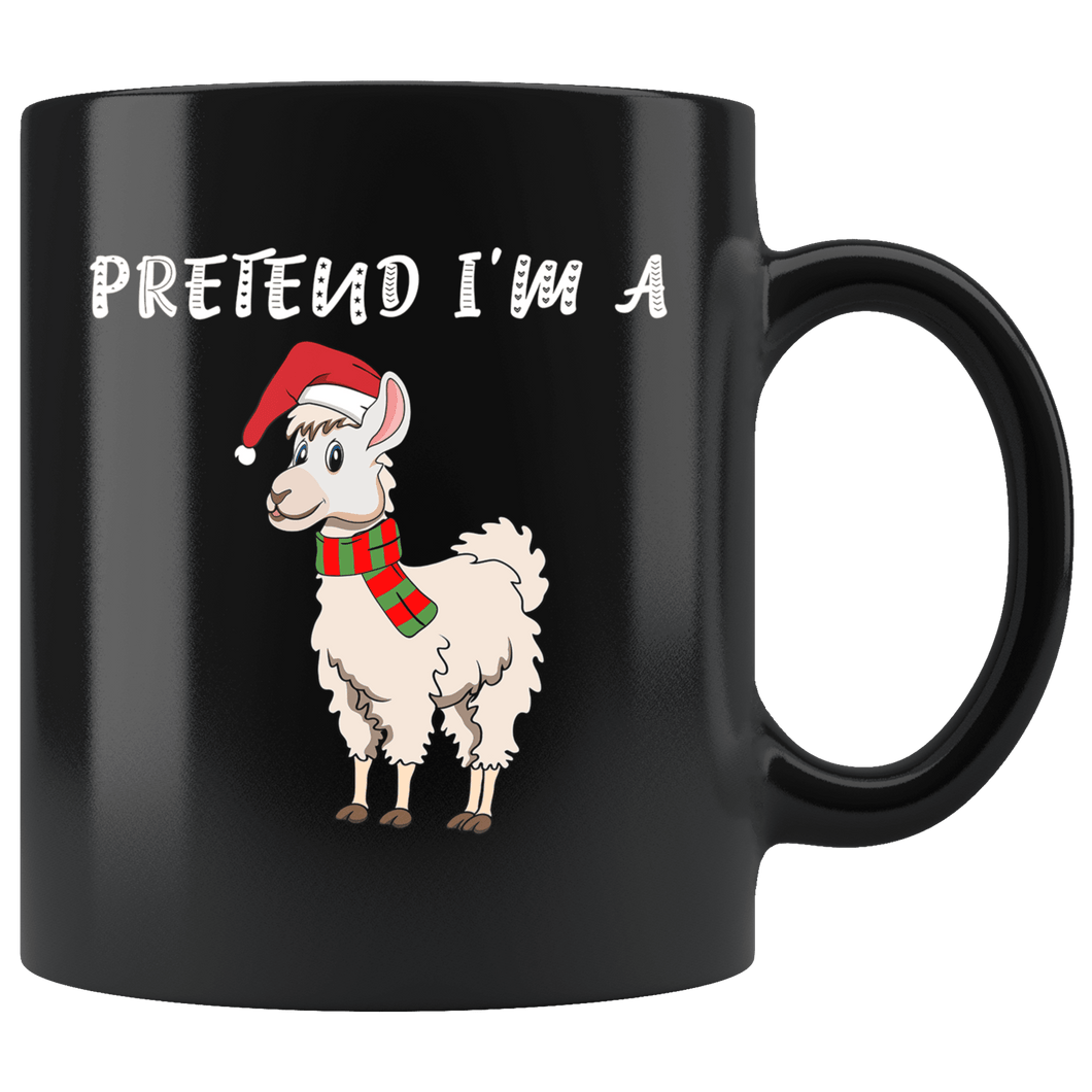 RobustCreative-Pretend Im a Llama Dabbing Santa Alpaca Peru Santas Hat - 11oz Black Mug Christmas gift idea Gift Idea