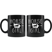 Load image into Gallery viewer, RobustCreative-Iowa Horse Girl Gifts Iowan Shape Country for women - 11oz Black Mug Racing Lover Gift Idea
