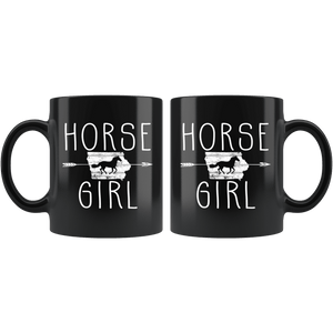 RobustCreative-Iowa Horse Girl Gifts Iowan Shape Country for women - 11oz Black Mug Racing Lover Gift Idea