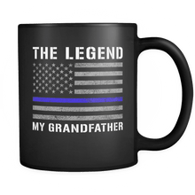 Load image into Gallery viewer, RobustCreative-Grandfather The Legend American Flag patriotic Trooper Cop Thin Blue Line Law Enforcement Officer 11oz Black Coffee Mug ~ Both Sides Printed
