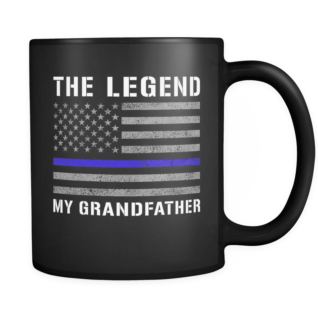 RobustCreative-Grandfather The Legend American Flag patriotic Trooper Cop Thin Blue Line Law Enforcement Officer 11oz Black Coffee Mug ~ Both Sides Printed
