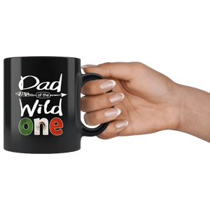 RobustCreative-Mexican Dad of the Wild One Birthday Mexico Flag Black 11oz Mug Gift Idea