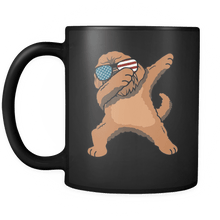 Load image into Gallery viewer, RobustCreative-Dabbing Goldendoodle Dog America Flag - Patriotic Merica Murica Pride - 4th of July USA Independence Day - 11oz Black Funny Coffee Mug Women Men Friends Gift ~ Both Sides Printed
