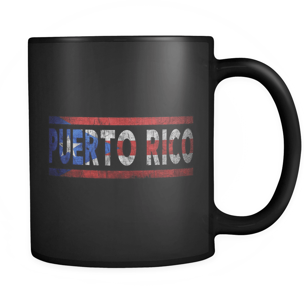 RobustCreative-Retro Vintage Flag Puerto Rican Puerto Rico 11oz Black Coffee Mug ~ Both Sides Printed