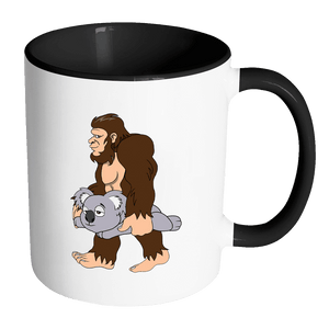RobustCreative-Bigfoot Sasquatch Carrying Koala - I Believe I'm a Believer - No Yeti Humanoid Monster - 11oz Black & White Funny Coffee Mug Women Men Friends Gift ~ Both Sides Printed