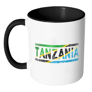RobustCreative-Retro Vintage Flag Tanzanian Tanzania 11oz Black & White Coffee Mug ~ Both Sides Printed