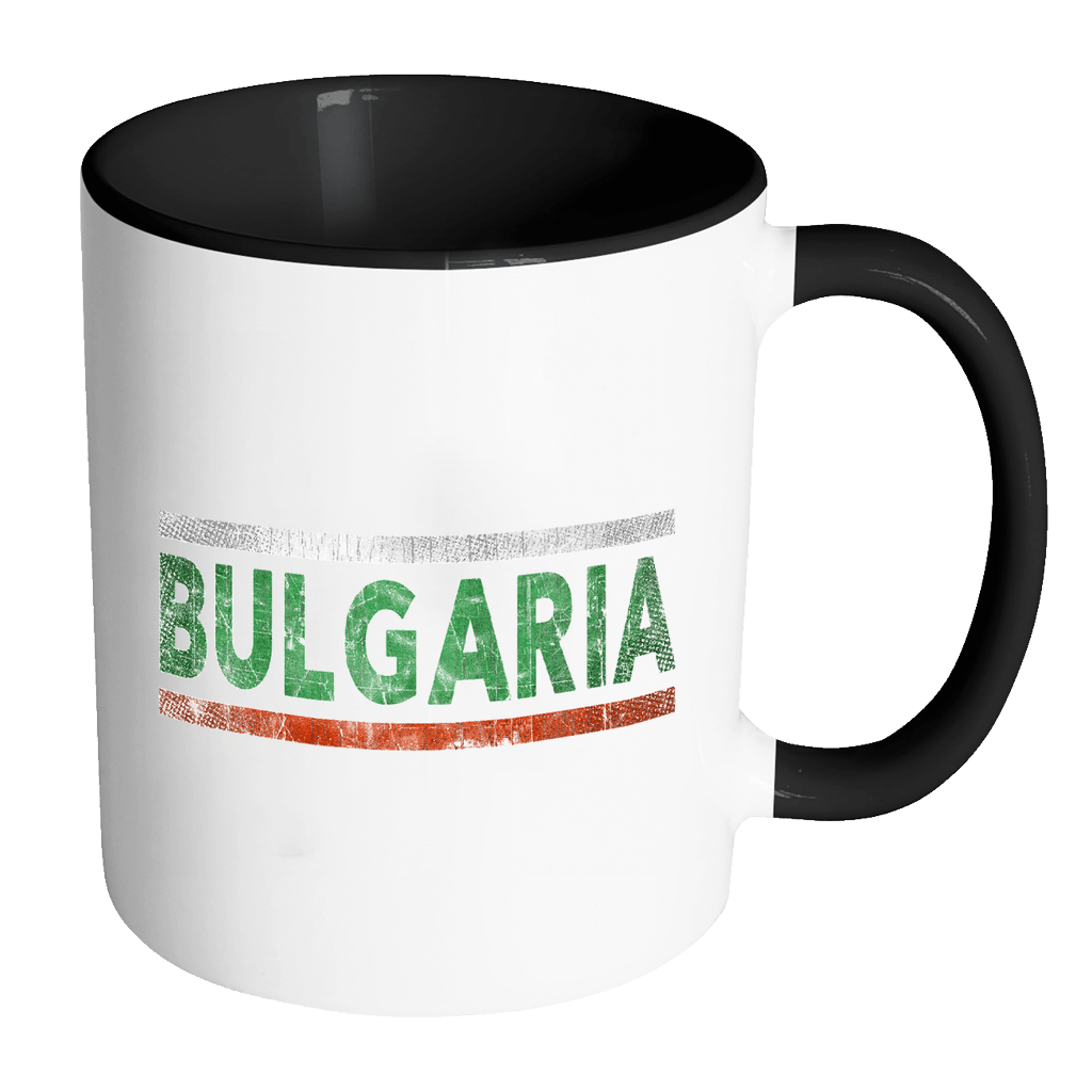 RobustCreative-Retro Vintage Flag Bulgarian Bulgaria 11oz Black & White Coffee Mug ~ Both Sides Printed