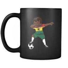 Load image into Gallery viewer, RobustCreative-Dabbing Soccer Boy Ghana Ghanaian Accra Gifts National Soccer Tournament Game 11oz Black Coffee Mug ~ Both Sides Printed
