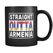 Load image into Gallery viewer, RobustCreative-Straight Outta Armenia - Armenian Flag 11oz Funny Black Coffee Mug - Independence Day Family Heritage - Women Men Friends Gift - Both Sides Printed (Distressed)
