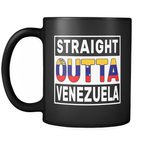 RobustCreative-Straight Outta Venezuela - Venezuelan Flag 11oz Funny Black Coffee Mug - Independence Day Family Heritage - Women Men Friends Gift - Both Sides Printed (Distressed)