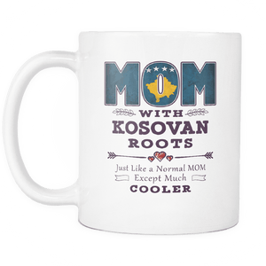RobustCreative-Best Mom Ever with Kosovan Roots - Kosovo Flag 11oz Funny White Coffee Mug - Mothers Day Independence Day - Women Men Friends Gift - Both Sides Printed (Distressed)