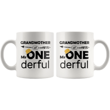 Load image into Gallery viewer, RobustCreative-Grandmother of Mr Onederful  1st Birthday Baby Boy Outfit White 11oz Mug Gift Idea
