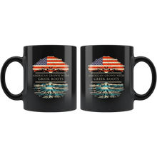 Load image into Gallery viewer, RobustCreative-Greek Roots American Grown Fathers Day Gift - Greek Pride 11oz Funny Black Coffee Mug - Real Greece Hero Flag Papa National Heritage - Friends Gift - Both Sides Printed
