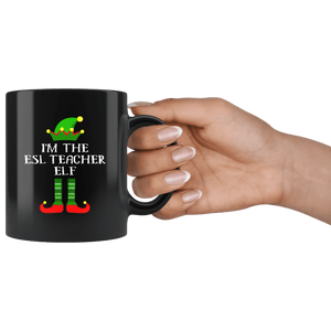 RobustCreative-Im The ESL Teacher Elf Christmas Teaching's - 11oz Black Mug I Just Really Like to Teach Cute Tiny Humans Gift Idea