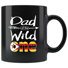 Load image into Gallery viewer, RobustCreative-Zimbabwean Dad of the Wild One Birthday Zimbabwe Flag Black 11oz Mug Gift Idea
